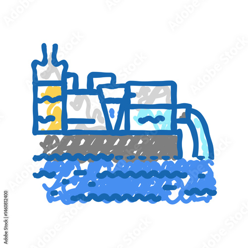 marine sewage treatment icon doodle illustration
