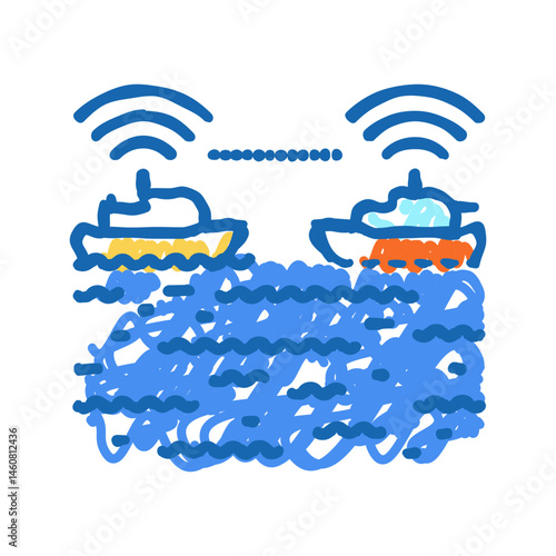 ship collision avoidance systems icon doodle illustration