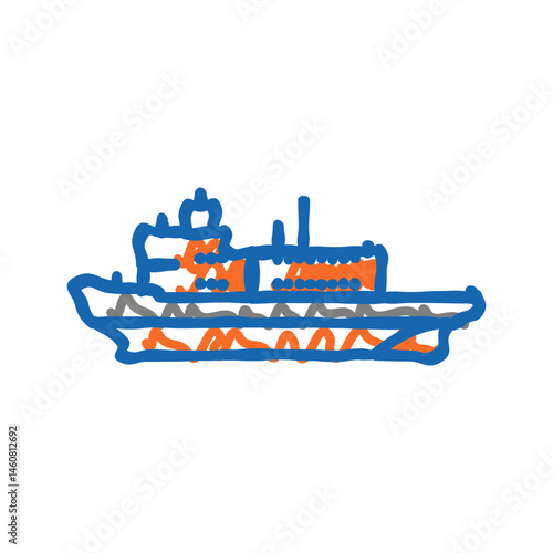 ice breaking ships icon doodle illustration