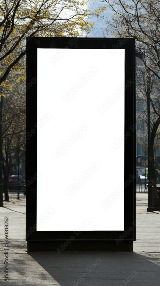 Blank Billboard Mockup in Urban Setting for Advertising Display Eye Level View Autumn Season Blank Billboard Mockup in Urban Setting for Advertising Display Eye Level View Autumn Season