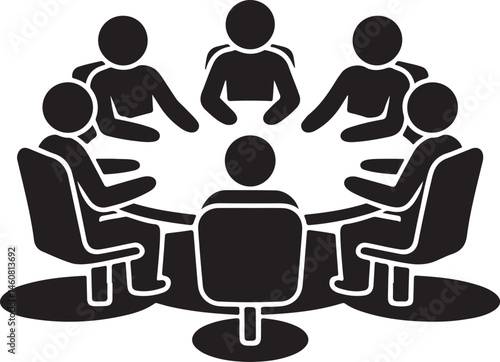 Team business meeting with teamwork and collaboration flat vector icon for apps and websites.Team business people, teamwork icon.