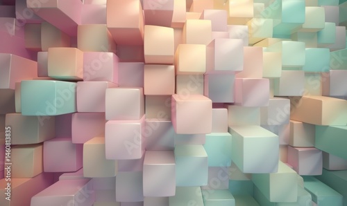 Colorful Abstract Cubes Background in Soft Pastel Shades