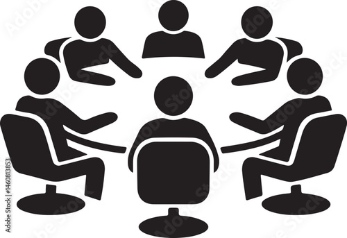 Team business meeting with teamwork and collaboration flat vector icon for apps and websites.Team business people, teamwork icon.