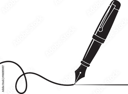 The signature icon. Pen and undersign, underwrite, ratify symbol. Flat