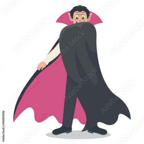 Halloween Dracula Illustration with Trendy Cartoon Design. Vector Character.