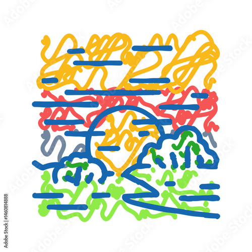 horizont sunset sun summer sunlight icon doodle illustration