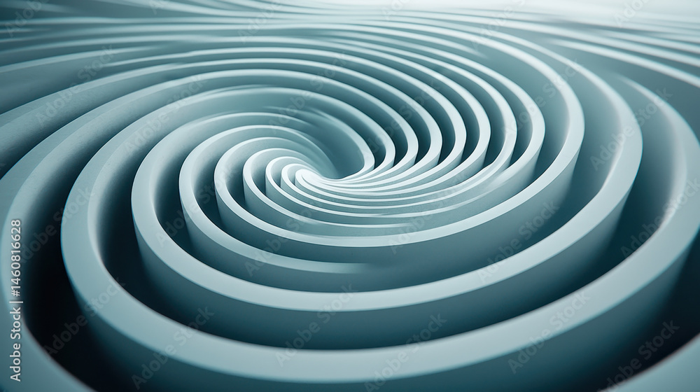 Hypnotic 3D background with realistic rendered curves creating a mesmerizing spiral effect in high resolution 4K side angle view for dynamic visual designs. Hypnotic 3D background with realistic rendered curves creating a mesmerizing spiral effect in high resolution 4K side angle view for dynamic visual designs.