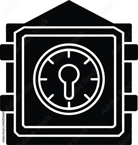 safe vault logo silhouette icon vector illustration