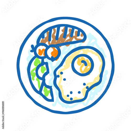 breakfast egg chicken farm food icon doodle illustration