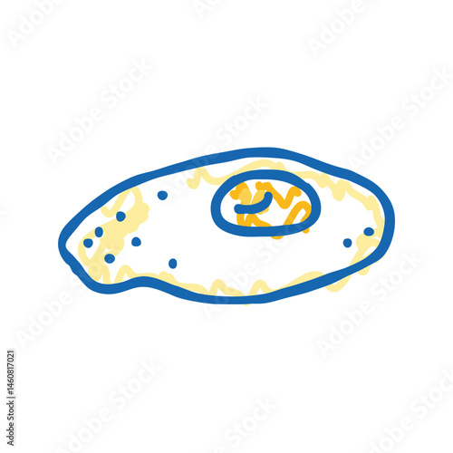 fried egg chicken farm food icon doodle illustration