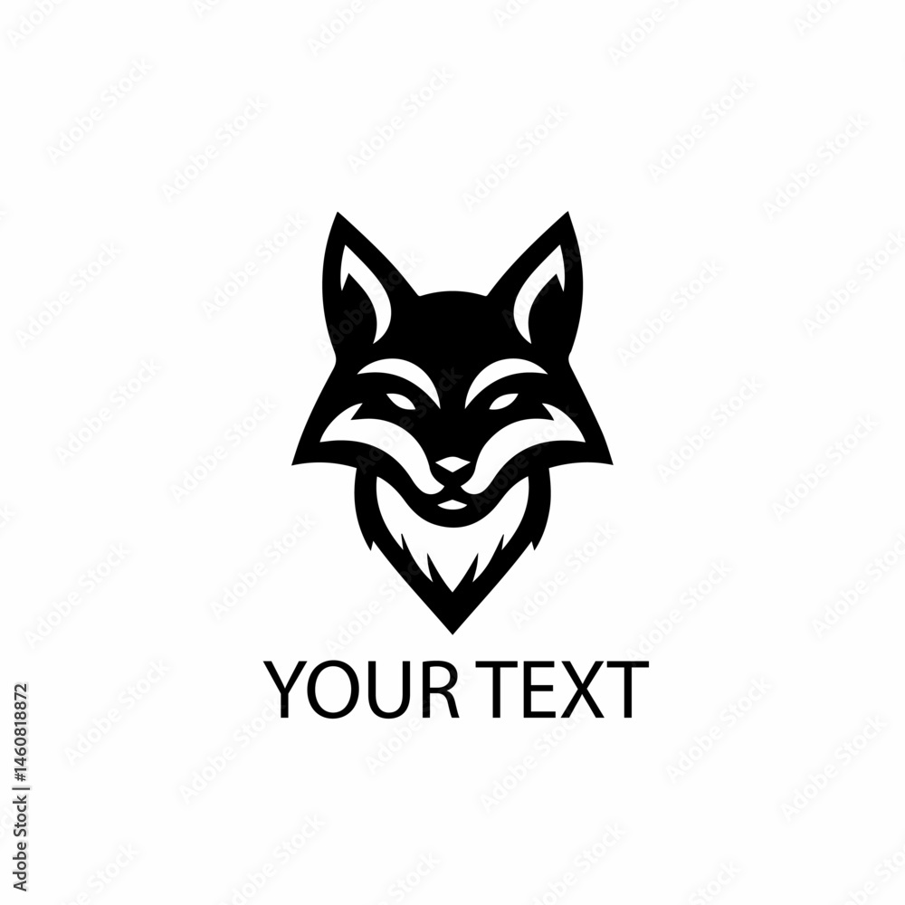 Fototapeta premium Fox Head Logo – Monochrome Stylized Wild Animal Vector on Isolated White Background