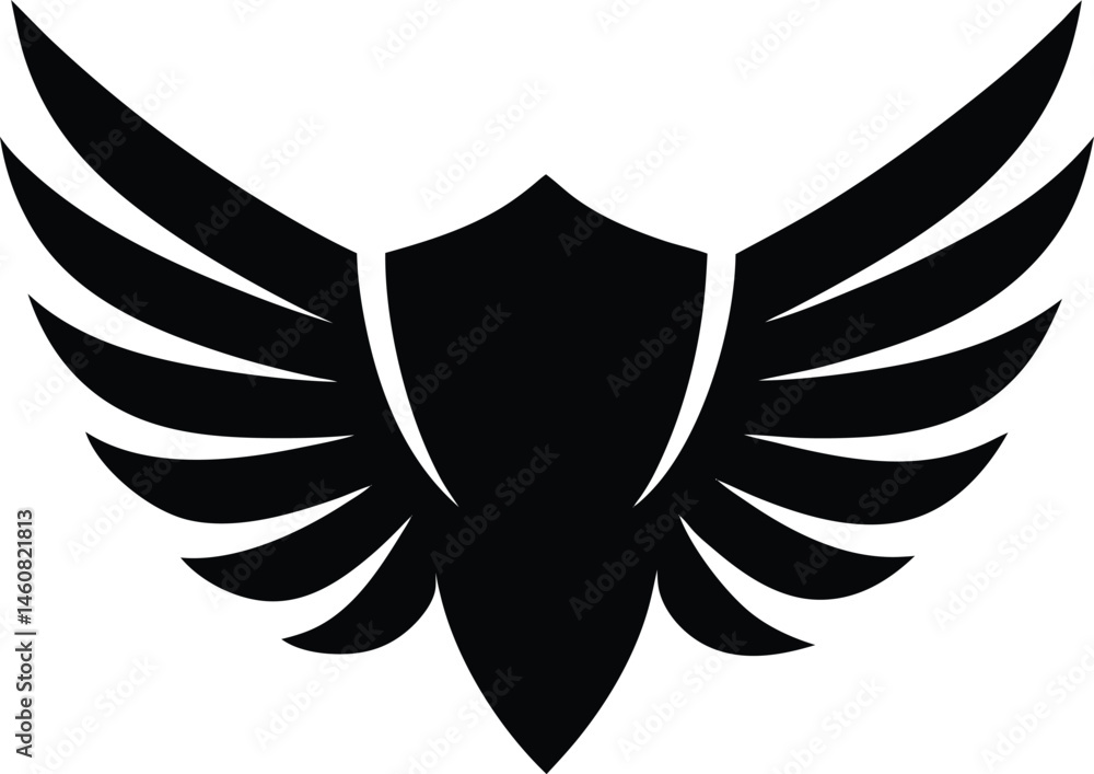 Obraz premium Winged Crest Logo Silhouette Icon Vector Illustration