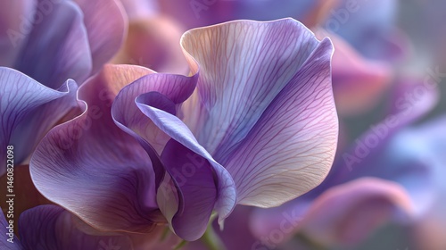 Macro of soft, romantic sweet pea flower petals.