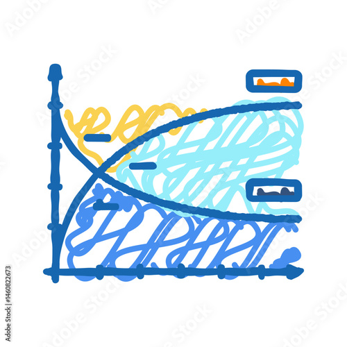 chemical reaction kinetics icon doodle illustration