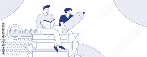 Character reading quietly vector concept operation hand drawn illustration
