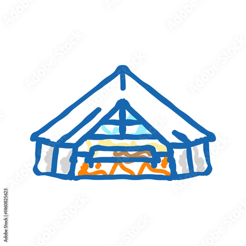 glamping tent camp icon doodle illustration