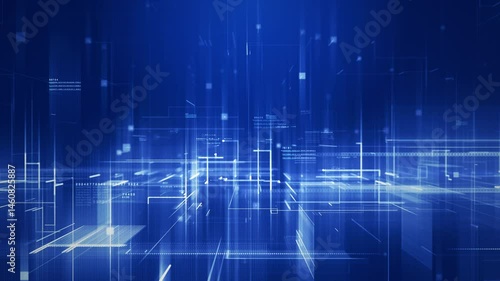 Abstract digital background featuring glowing blue lines, floating data elements, and futuristic tech innovation, Technology data network connect, Digital data transfer background