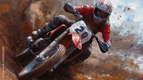 A close-up of a motorcycle racer in full gear