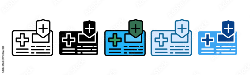 Fototapeta premium Healthcare Card Icon Set Multiple Style Collection 