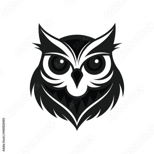 owl face icon of silhouette vector illustration on white background
