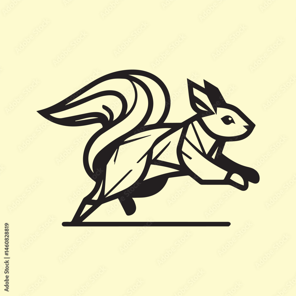 Fototapeta premium Origami Squirrel Logo – Minimalist Geometric Animal Design for Modern Branding