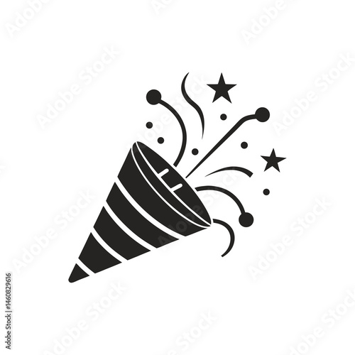 party popper icon sign of silhouette vector illustration