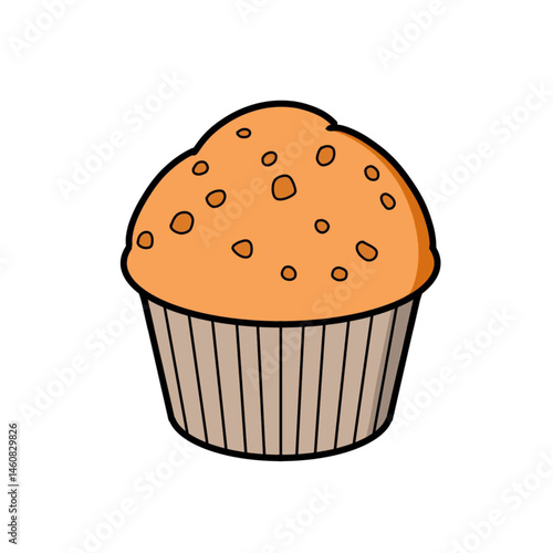 Illustration of muffin cakes sprinkled with beans, good as, stickers, logos, or icons with white background.