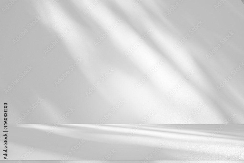 Wall interior background, studio and backdrops show products.with shadow from window color white and grey. background for text insertion and presentation product