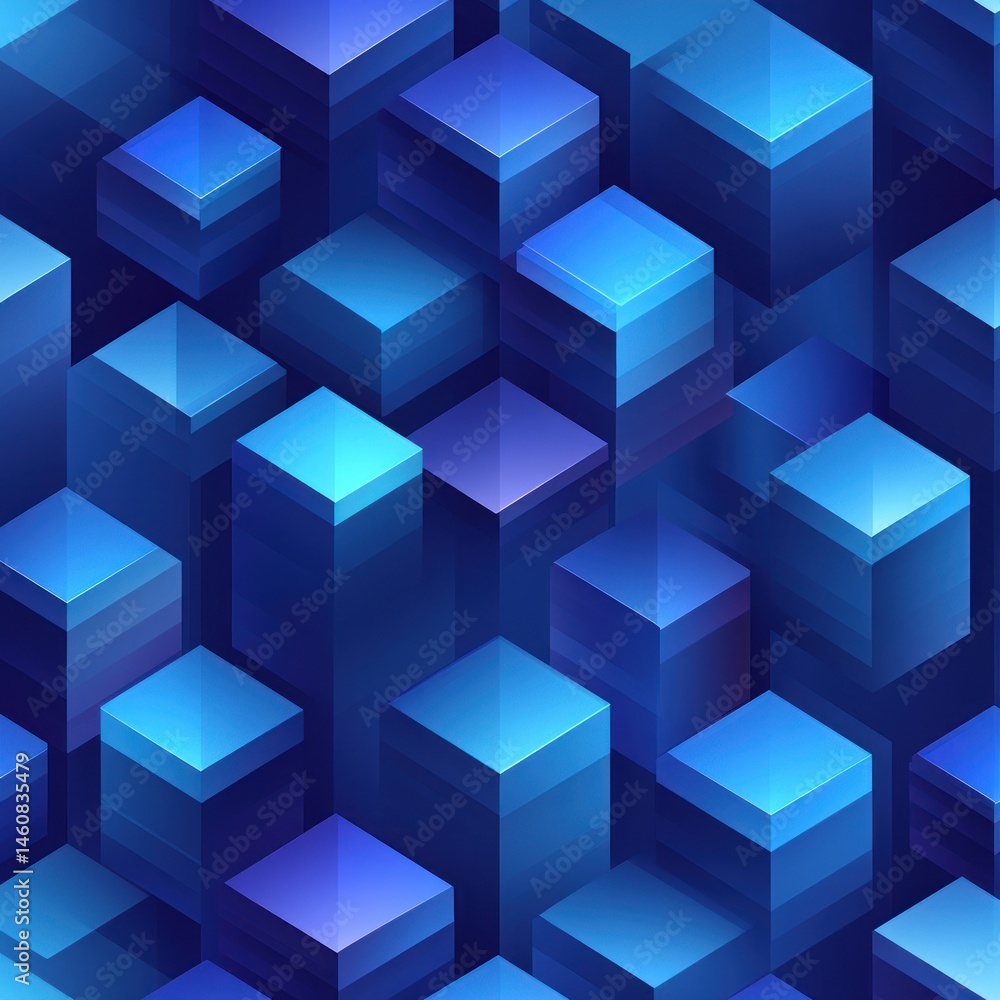 Abstract geometric pattern of overlapping blue cubes. Abstract geometric pattern of overlapping blue cubes.