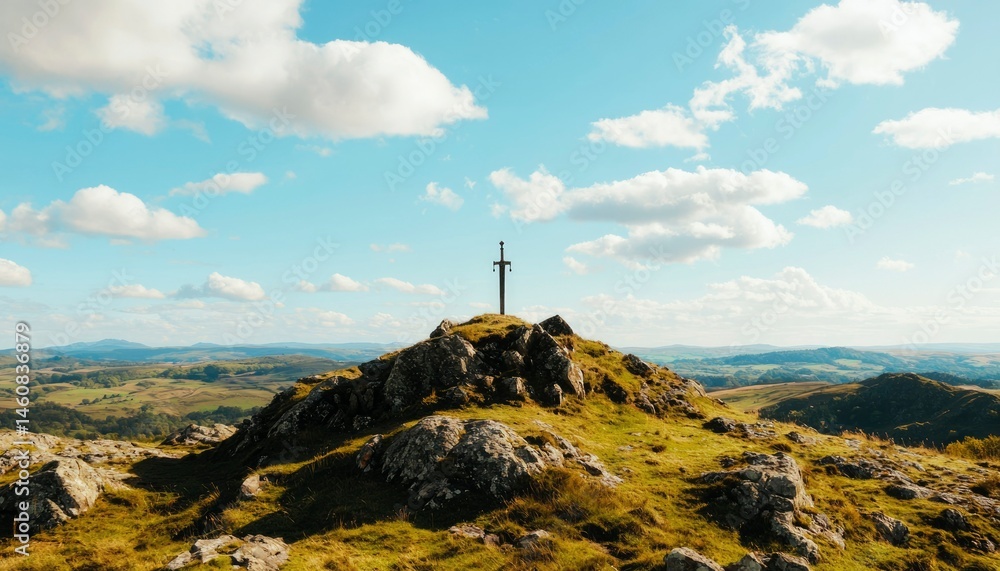 Obraz premium Cross atop a hill