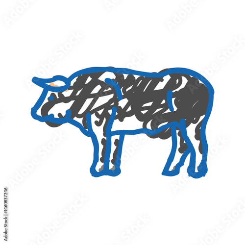 bull standing animal icon doodle illustration