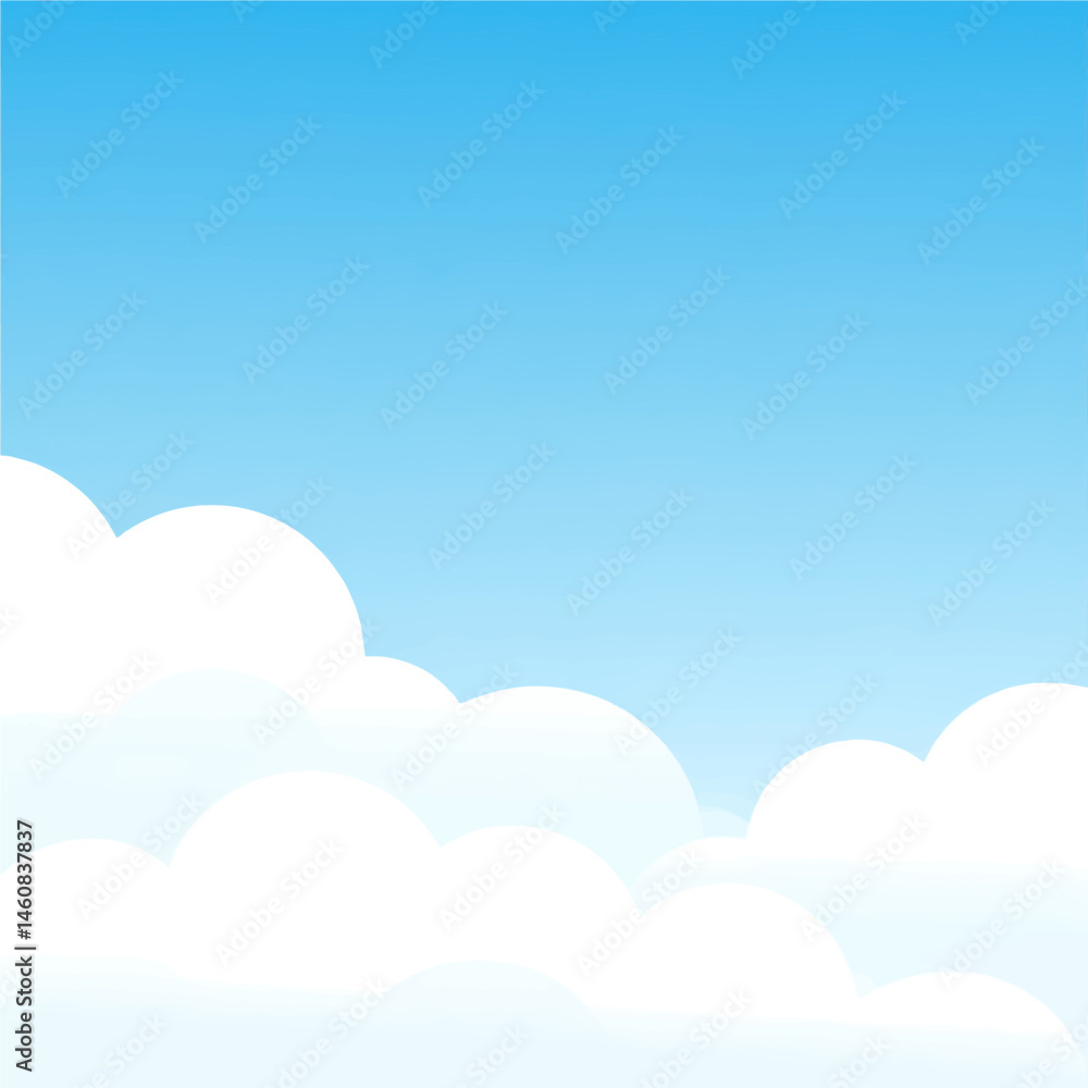 Cartoon sky background with fluffy white clouds and bright blue gradient design evokes peacefulness, suitable for kids projects and dreamy illustrations Cartoon sky background with fluffy white clouds and bright blue gradient design evokes peacefulness, suitable for kids projects and dreamy illustrations