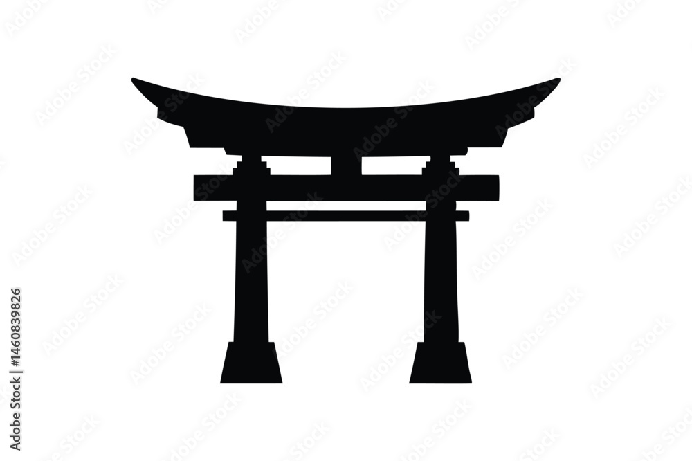 Torii icon silhouette on white background Torii icon silhouette on white background