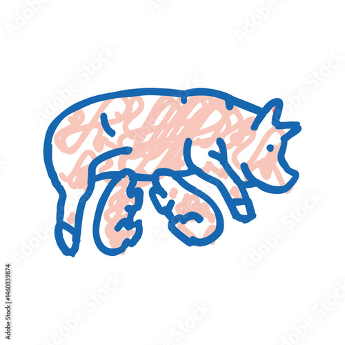 pig piglets farm icon doodle illustration