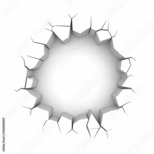 Cracked surface with a central hole creates a dramatic effect perfect for backgrounds and designs