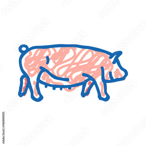 yorkshire pig breed icon doodle illustration