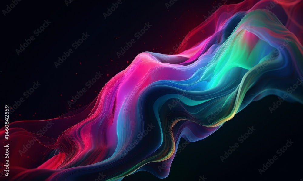 Obraz premium Vibrant Colorful Waves Flowing in a Dark Background for Abstract Art