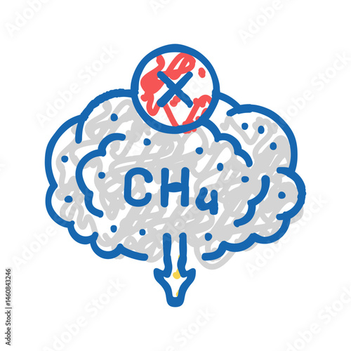 methane reduction environmental icon doodle illustration