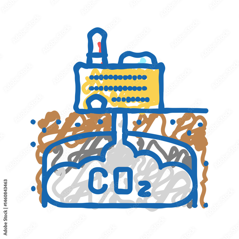 Fototapeta premium carbon capture environmental icon doodle illustration