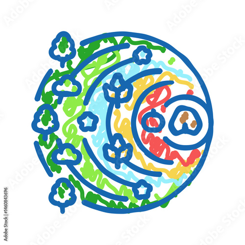 permaculture environmental icon doodle illustration