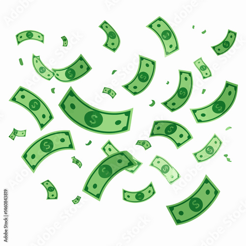 Money falling from the sky, a whimsical illustration of wealth and abundance for financial success and prosperity
