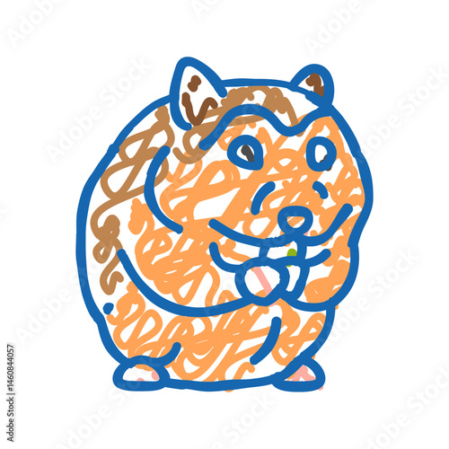 hamster with food pet icon doodle illustration