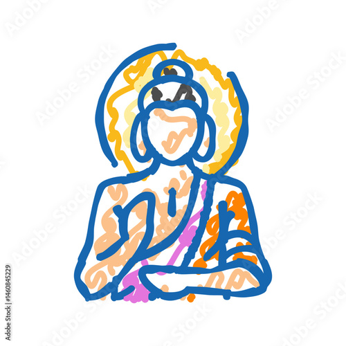 buddha god indian icon doodle illustration