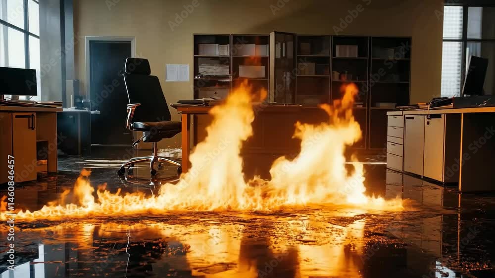 Fire erupts in office space and sprinkler system activates to ...