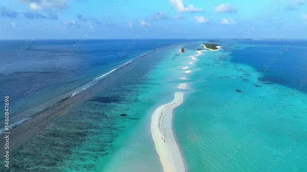 The aerial view in the island with white sand beach as coastline in summer Maldives The aerial view in the island with white sand beach as coastline in summer Maldives