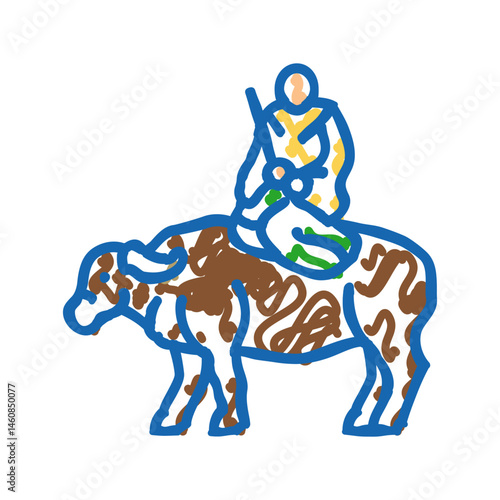 laozi ox taoism icon doodle illustration