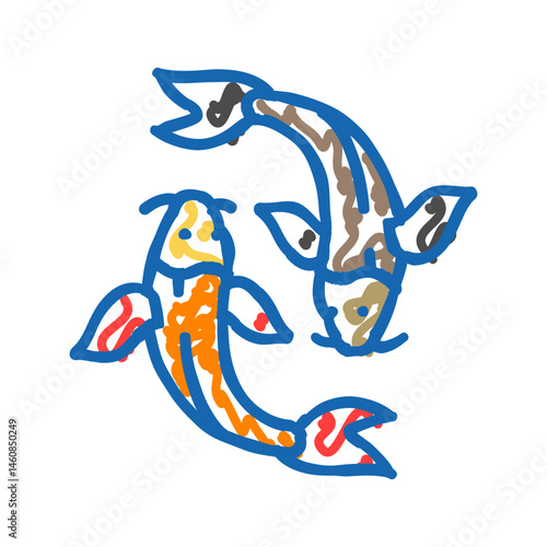 yin yang fish taoism icon doodle illustration