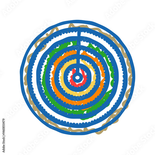 feng shui compass taoism icon doodle illustration