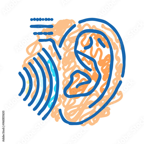 hearing test audiologist doctor icon doodle illustration