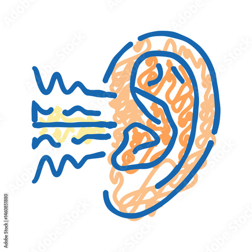 noise reduction audiologist doctor icon doodle illustration